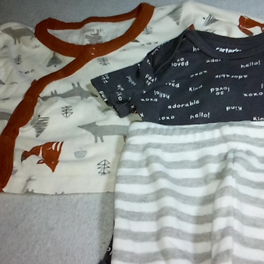 Baby Boys 3 Month 3PC Mixed Gray Set, Kimono Side Snap Top, Bodysuit & Pants Set
